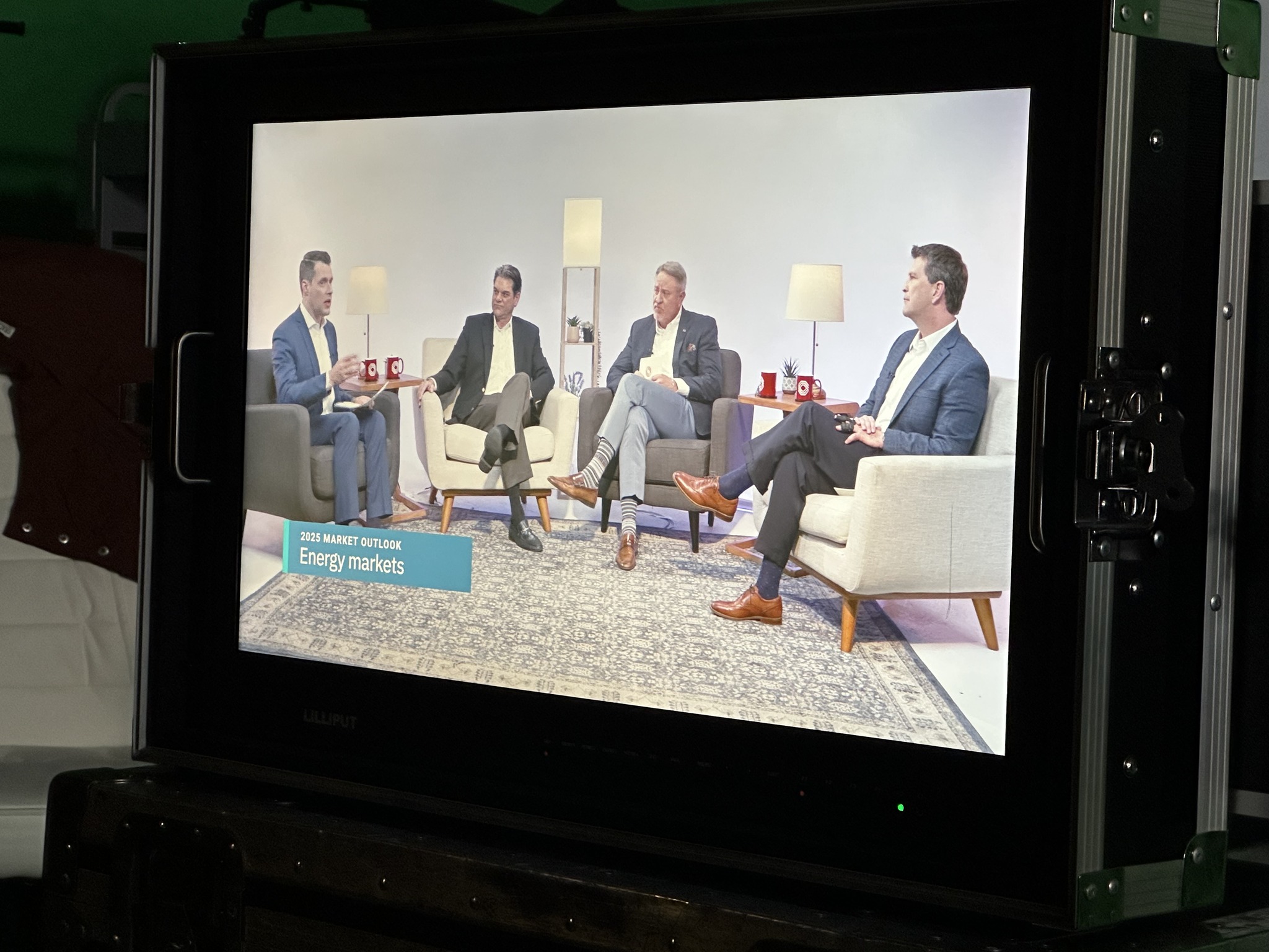 Corporate video production monitor view at Blue Couch Studio